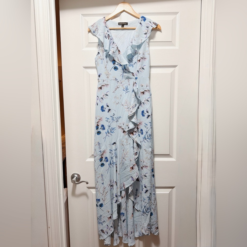 Banana Republic Floral Ruffle Maxi Dress in Light Blue
